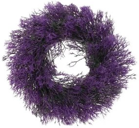 Fű műkoszorú, lila, átmérő: 30 cm