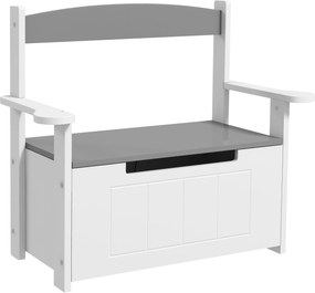 AIYAPLAY Gyermek Játék Tároló - 2 az 1-ben Tároló Pad és Ülőhely Hátfallal és Karfával - Gázrugó 68,5L x 34W x 58H cm Szürke | Aosom