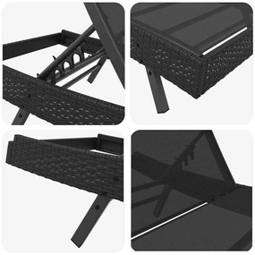 Napozóágy asztallal 2 pcs Fekete 40 x 40 x 40.5 cm polirattan