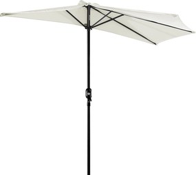Outsunny Napernyő 270x137x236 cm-es Kerti Napernyő Kézi Forgató Rendszerrel és Félkör Alakú Kivitellel Teraszhoz, Pavilonhoz, Medencéhez - Krém | Aoso