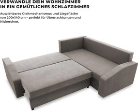 Grande Plus sarokkanapé, jobboldali, szövet anyag, szürke