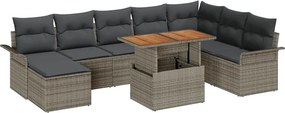 vidaXL Kerti Kanapé Szett tárolóval 9 pcs Szürke Poli rattan