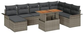 vidaXL Kerti Kanapé Szett tárolóval 9 pcs Szürke Poli rattan