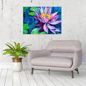 Egy vízi liliom képe a vízen (üvegen) (70x50 cm)
