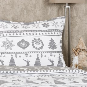 4Home Christmas Time flanel ágyneműhuzat, szürke, 140 x 220 cm, 70 x 90 cm