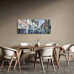 Kép - régi város sikátora, akril festmény (120x50 cm)