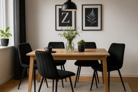 Fekete étkezőszék LAVA bársony fekete lábakkal