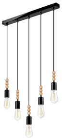 Simon 5xE27/60W/230V fekete függeszték kábellel