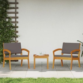 3 darabos bistro szett párnákkal, szilárd akácfából készült