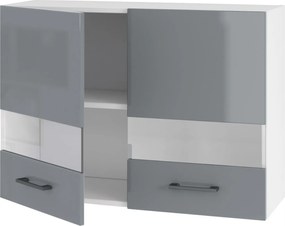 Konyhaszekrény Függő Felső Szürke Akril Fényes Vitrin 80 cm