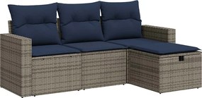 vidaXL 4 részes szürke polyrattan kerti ülőgarnitúra párnákkal