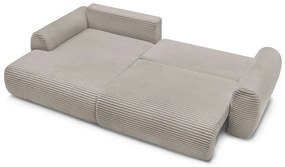 Világosszürkés bézs kordbársony kinyitható sarokkanapé (bal oldali) Lucien – Bobochic Paris