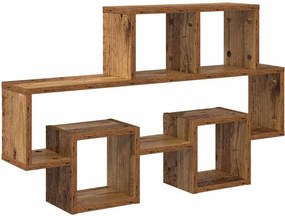 vidaXL Falpolc polcokkal tárolóval Régi fa 82 x 15 x 51 cm Faanyag