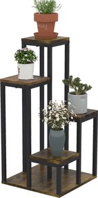 Outsunny 4-Szintes Virágtartó, 81 cm Magas Virágos állvány Belső és Külső Használatra, Acél Virágtartó Polc, Több szintes Virágos állvány, Virág Lépés