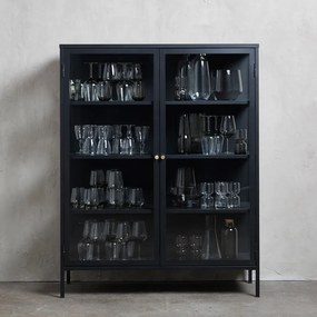 Fekete fém tálalószekrény 110x140 cm Carmel – Unique Furniture