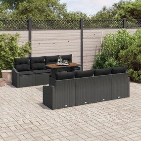 Kertiszofa Szett 7 Darabos Fekete Rattan Kertiszofa