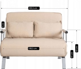 Kétszemélyes dönthető fotel bézs színben BART 2