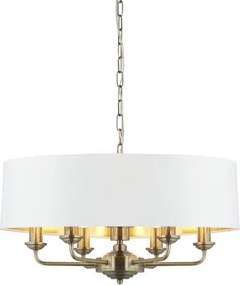ENDON 98933 HIGHCLERE Ernyős Függesztett Lámpa Antik Sárgaréz, Fehér E14 IP20