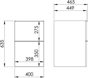Elita Look, oldalra függő szekrény 40x45x64 cm 2S PDW, bézs matt, ELT-168596