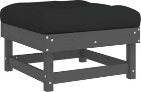 vidaXL szürke tömör fenyőfa kerti lábzsámoly párnával