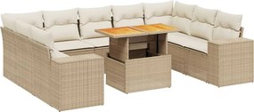 vidaXL 10 részes bézs polyrattan kerti ülőgarnitúra párnával
