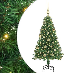 vidaXL Mű karácsonyfa 150 LED-del Zöld 120 cm PVC és Acél és Műanyag
