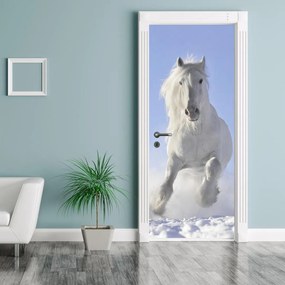 Fotótapéta ajtóra - Fehér ló (95x205cm)