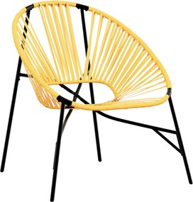 vidaXL fekete és sárga polyrattan kerti tojás szék