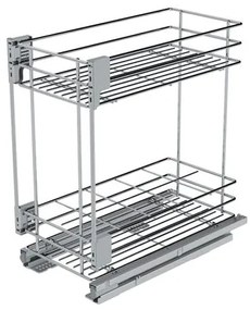 Konyhai fémrács, 450mm, fenéklapra szerelhető, ezüst szürke, teljes kihúzás, csillapított záródás, rejtett fióksín, 2 kosár SIGE, Green Line 003