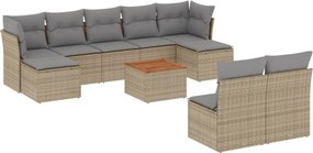 vidaXL 10 részes bézs polyrattan kerti ülőgarnitúra párnával