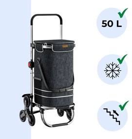 Jurhan COMFORT bevásárlótáska lépcsőjáró kerekekkel, 50l, fekete