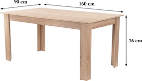Yorki Standard étkezőasztal 160x90 cm sonoma tölgy