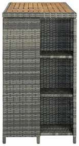 szürke polyrattan bárasztal tárolópolccal 120 x 60 x 110 cm