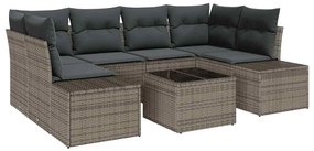 vidaXL Kerti Kanapé Szett párnával 7 pcs Szürke polirattan