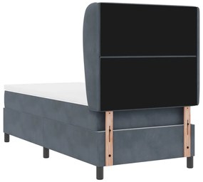 Boxspring Ágy Matrac Közép Szürke 90x190 cm Bársonyos