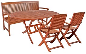 Stockholm háromszemélyes kerti pad eukaliptuszfából - Garden Pleasure