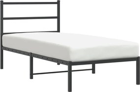 vidaXL fekete fém ágykeret fejtámlával 90 x 200 cm