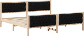 vidaXL Ágykeret fejtámlával Fekete 200 x 200 cm Tömör fenyőfa