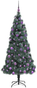 Műfenyő világítós karácsonyfa gömbszettel Zöld 180 cm PET