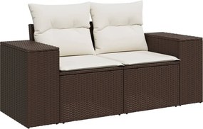 vidaXL 2 személyes barna polyrattan kerti kanapé párnával