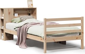 vidaXL tömör fenyőfa könyvespolcos ágy matrac nélkül 75 x 190 cm