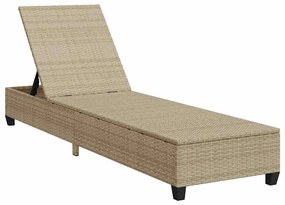 Bézs polyrattan napozóágy párnákkal 55x200x25,5 cm