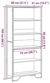 fekete szerelt fa könyvszekrény 80 x 31 x 169 cm