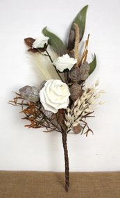 Rózsa habcsokor krémszínű kiegészítőkkel 75 cm (3 virág 13-7,5 cm)