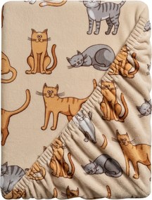 Mikroplüss lepedő COLORED CATS 200x200 cm krémszínű