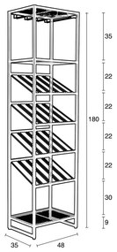 Fekete fém bortartó állvány 20 palackhoz, 48x180 cm Cantor - Zuiver