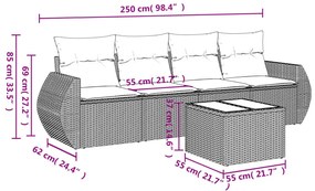 5 részes szürke polyrattan kerti ülőgarnitúra párnákkal