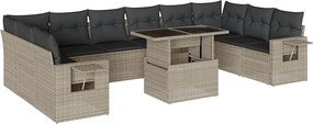 vidaXL 11 részes világosszürke polyrattan kerti ülőgarnitúra párnákkal