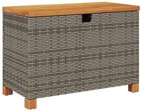 vidaXL szürke polyrattan és akácfa kerti tárolóláda 80 x 40 x 48 cm