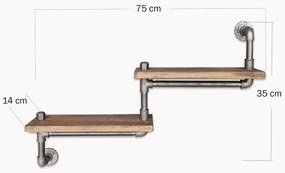 Fali polc BORURAF 35x75 cm fenyő